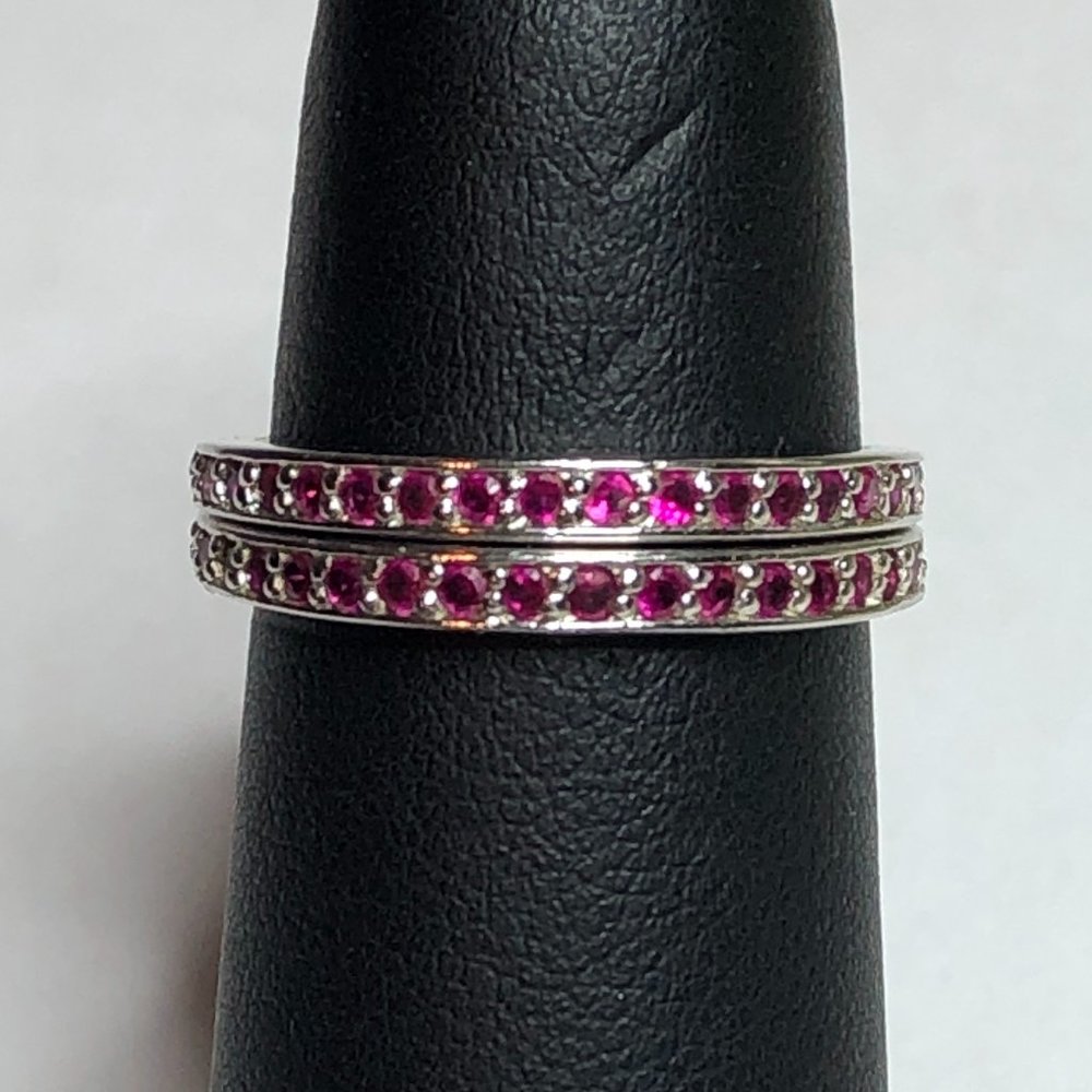 2 Sterling Ruby Band Rings - Picture 2 of 4